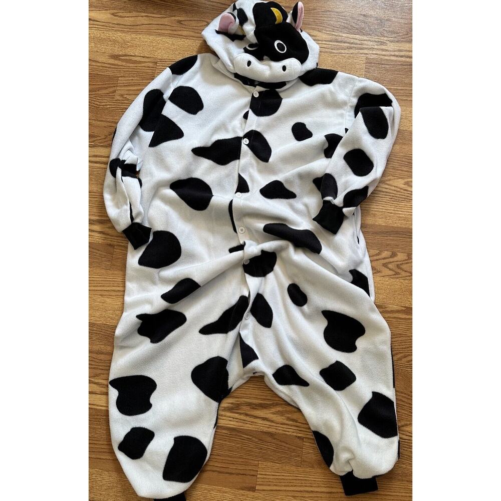 Emolly Women’s Cow Pj's, Costume Fleece Size Small One Piece Pockets EUC